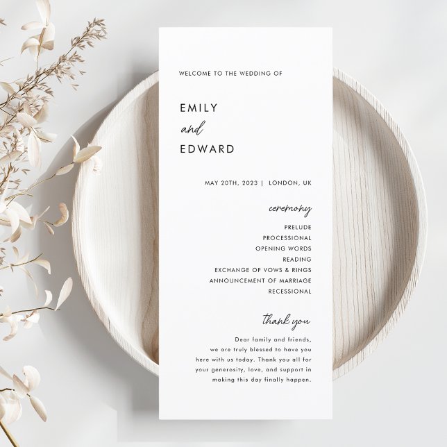Modern Minimalist Wedding Program (Creator Uploaded)