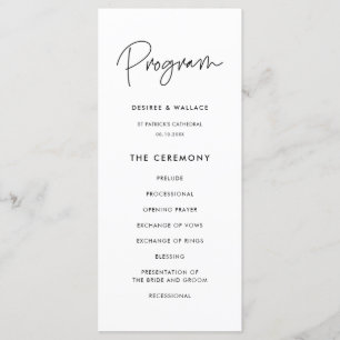 Modern minimalist wedding program