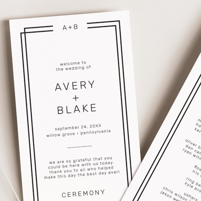 Modern Minimalist Wedding Program / AVERY (Modern Minimalist Wedding Program / AVERY)