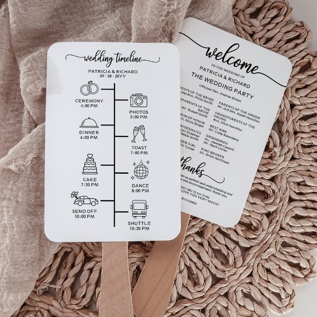 Modern Minimalist Wedding Program Hand Fan (Creator Uploaded)
