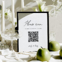 Modern Minimalist Wedding Program QR Code Sign