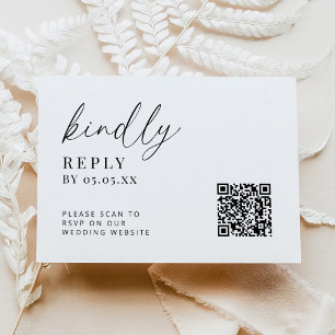 Modern Minimalist Wedding QR Code Kindly Reply Enclosure Card