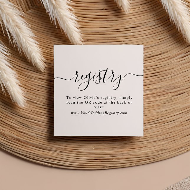 Modern Minimalist Wedding QR Code Registry Enclosure Card (Creator Uploaded)