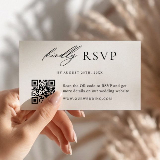 Modern Minimalist Wedding QR Code RSVP Enclosure Card (Creator Uploaded)