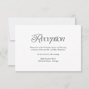 Modern Minimalist Wedding Reception Insert Card