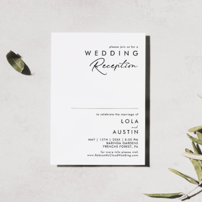 Modern Minimalist Wedding Reception Invitation (Creator Uploaded)