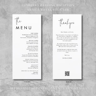 Modern Minimalist Wedding Reception Thank You & Menu