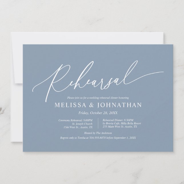 Modern Minimalist, Wedding Rehearsal and Dinner In Invitation (Front)