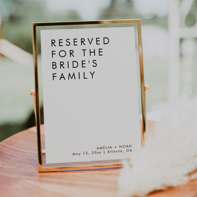 Modern Minimalist Wedding Reserved For Family Sign (Creator Uploaded)