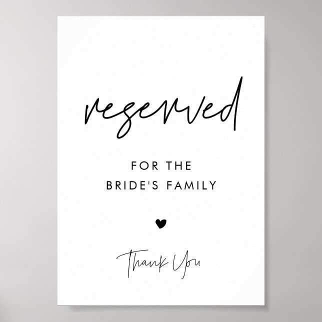Modern Minimalist wedding Reserved sign (Front)