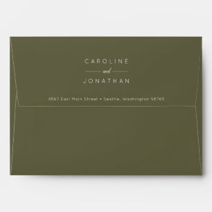 Modern Minimalist Wedding Return Address Olive  Envelope