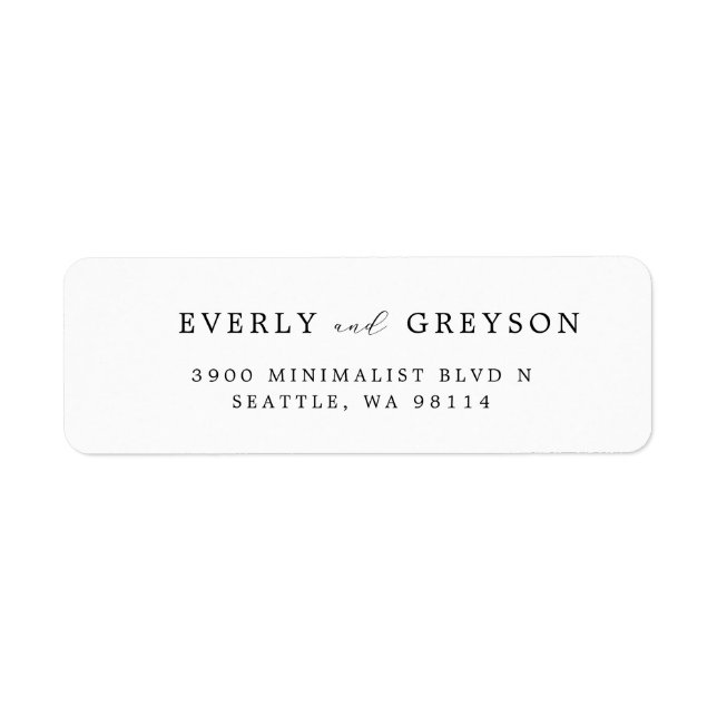 Modern Minimalist Wedding Return Address Return Address Label (Front)