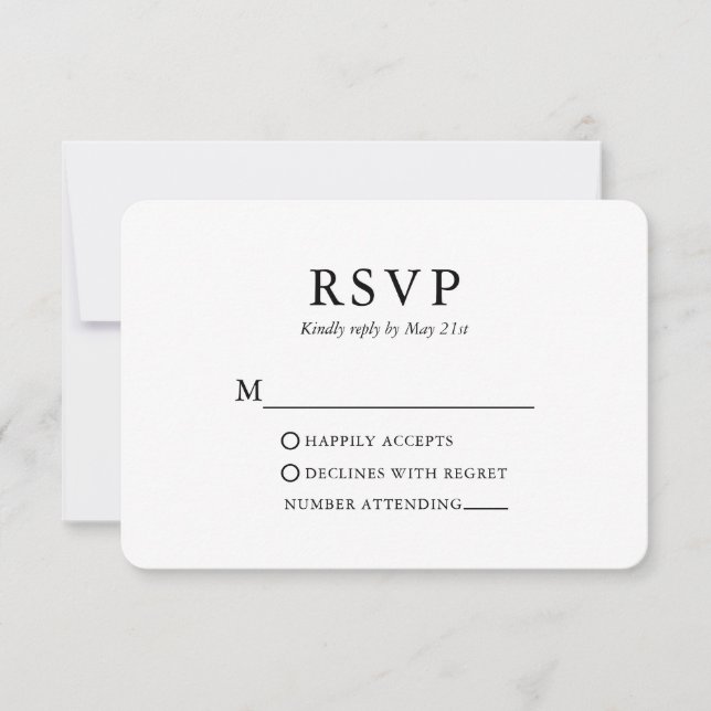 Modern Minimalist Wedding RSVP Card (Front)