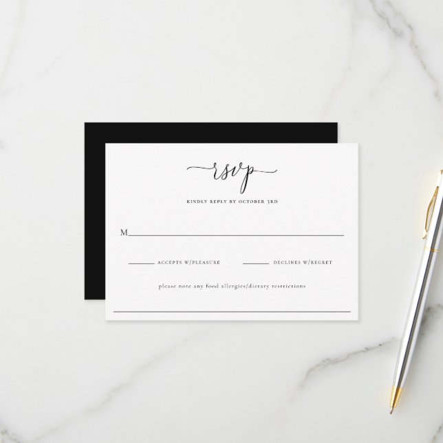 Modern Minimalist Wedding RSVP Card (Front/Back In Situ)