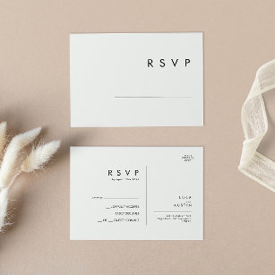 Modern Minimalist Wedding RSVP Postcard