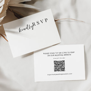 Modern Minimalist  Wedding RSVP QR Code Card