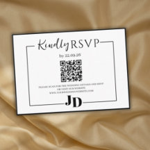 Modern Minimalist Wedding RSVP QR Enclosure Card