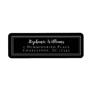 Modern Minimalist Wedding RSVP Simple Black White  Return Address Label