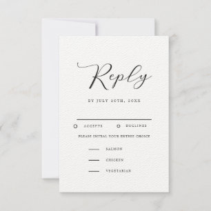 Modern Minimalist Wedding RSVP with Meal Choice Card