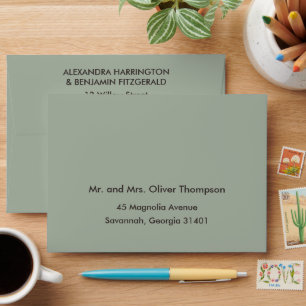 Modern Minimalist Wedding   Sage Green Timeless  Envelope