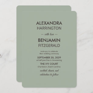 Modern Minimalist Wedding Sage Green Timeless Invitation