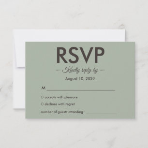 Modern Minimalist Wedding Sage Green Timeless RSVP Card