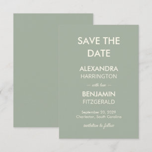 Modern Minimalist Wedding Sage Green Timeless Save The Date