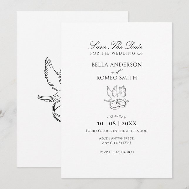 Modern minimalist wedding  save the date (Front/Back)