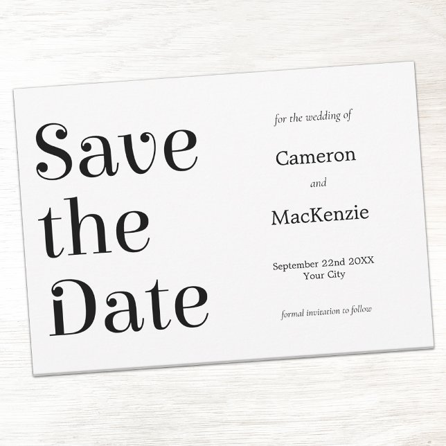 Modern Minimalist Wedding Save the Date Invitation (Modern typography simple minimalist save the date invitation)