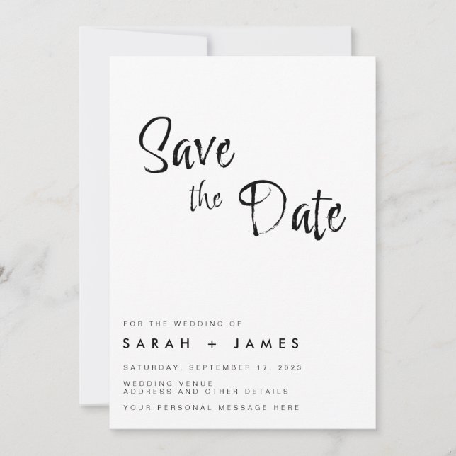 Modern Minimalist Wedding Save the Date Invitation (Front)