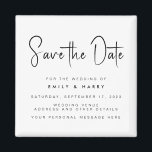 Modern Minimalist Wedding Save the Date Magnet<br><div class="desc">A simple modern save the date magnet. Personalise this minimalist black and white design to have your personal details and message. Features script calligraphy typography and faux glitter image background.</div>