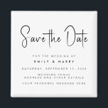 Modern Minimalist Wedding Save the Date Magnet<br><div class="desc">A simple modern save the date magnet. Personalise this minimalist black and white design to have your personal details and message. Features script calligraphy typography and faux glitter image background.</div>