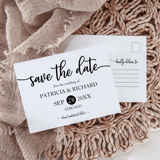 Modern Minimalist Wedding Save The Date Postcard (Creator Uploaded)