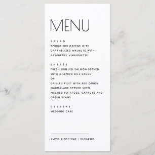 Modern Minimalist Wedding. Simple Clean Typography Menu