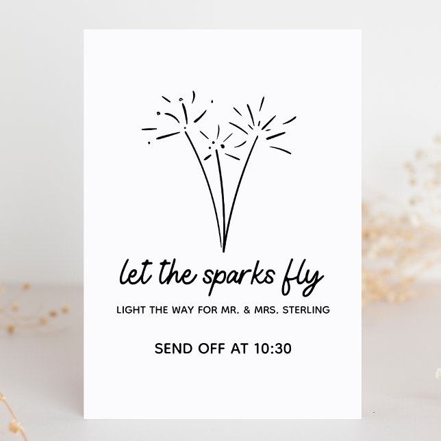 Modern Minimalist Wedding Sparkler Send-Off Sign (Minimalist sparkler send-off sign for a clean, stylish wedding. Add your names and event details.)