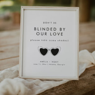 Modern Minimalist Wedding Sunglasses Favour Sign