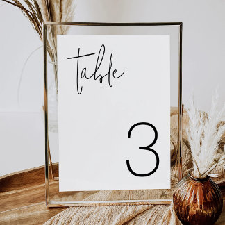 Modern Minimalist Wedding Table Number Card