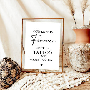 Modern Minimalist Wedding Tattoo Party Sign
