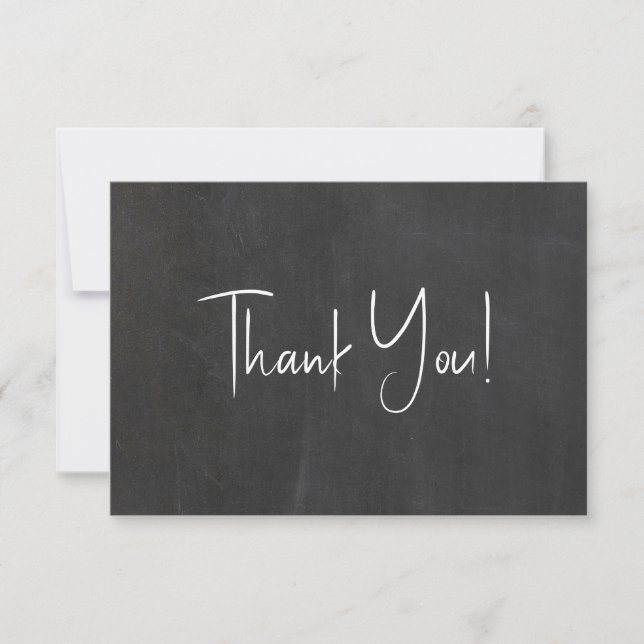 Modern Minimalist Wedding Thank You Black Card (Front)