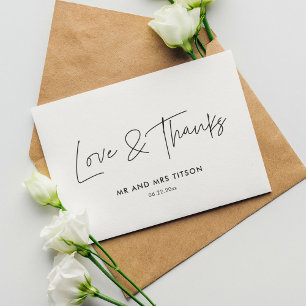 Modern minimalist wedding thank you card