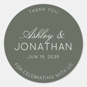 Modern Minimalist Wedding Thank You Classic Round Sticker