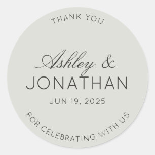 Modern Minimalist Wedding Thank You Classic Round Sticker