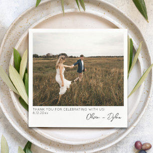 Modern Minimalist Wedding Thank You Custom Photo Napkin