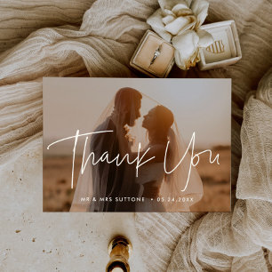 Modern Minimalist Wedding thank you photo Announcement