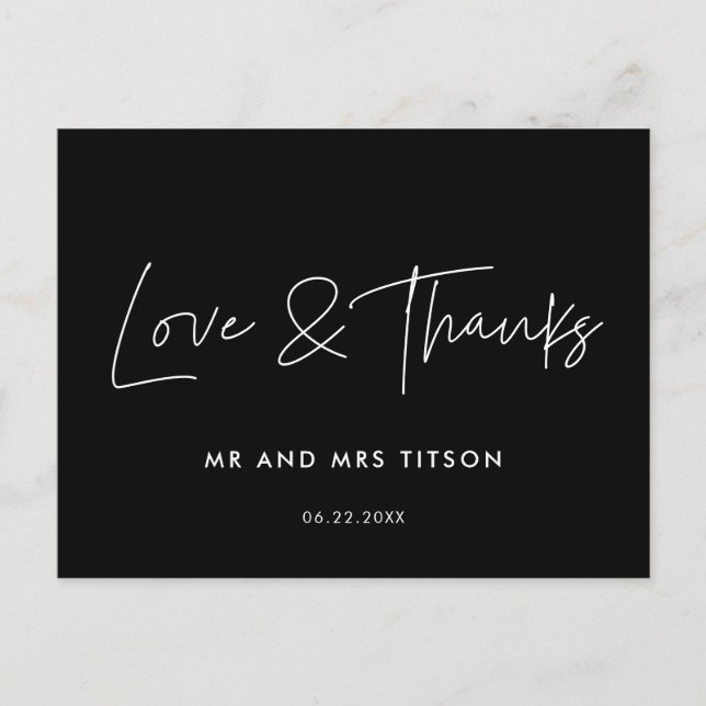 Modern minimalist wedding thank you postcard (Front)