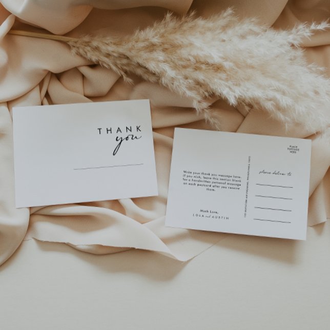Modern Minimalist Wedding Thank You Postcard (Creator Uploaded)