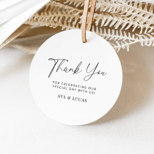 Modern Minimalist Wedding Thank You Round Favour Tags