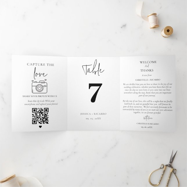 Modern Minimalist wedding Thank you table Number (Inside)