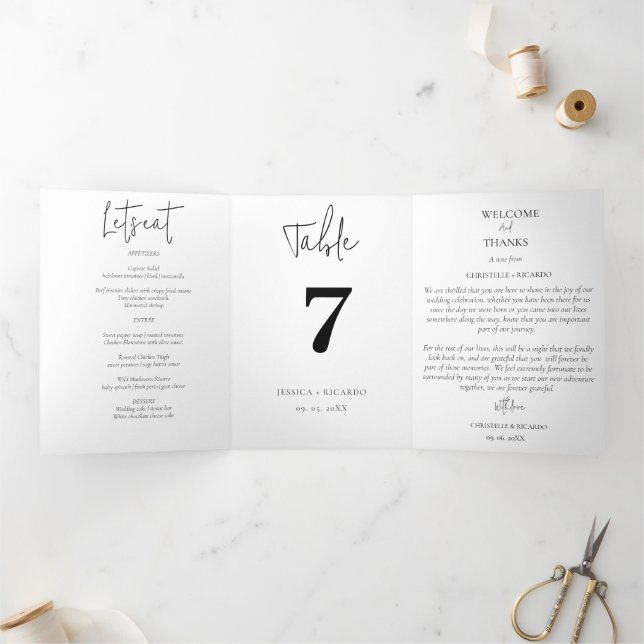 Modern Minimalist wedding Thank you table Number (Inside)