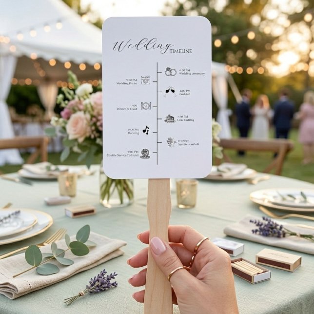 Modern Minimalist Wedding Timeline details Card Hand Fan (Creator Uploaded)